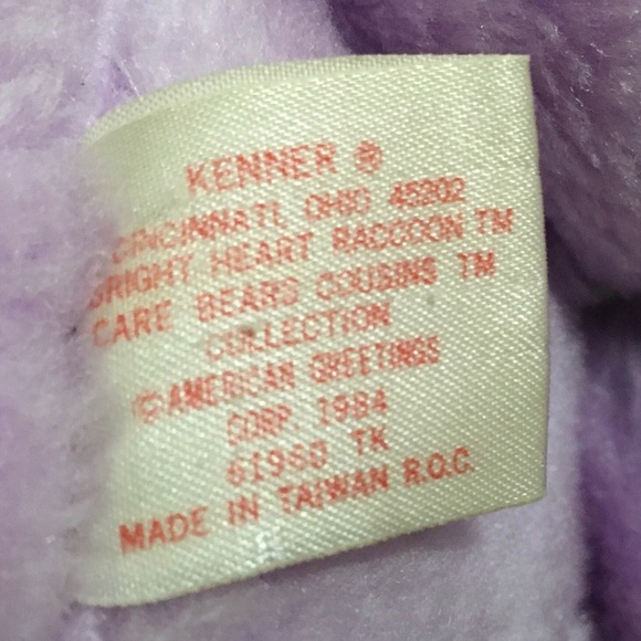 SOLD OUT——— ORIGINAL 1984 CARE BEAR COUSINS BRIGHT HEART RACCOON 13” Plush - Picture 8 of 10